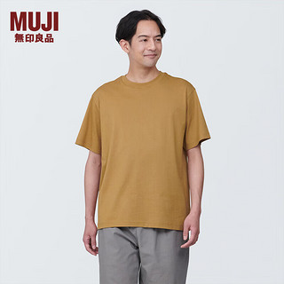 无印良品 MUJI 男式 天竺织圆领短袖T恤男士打底衫男款夏季AB1MIA4S 深暗黄色 M (170/92A)