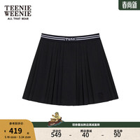 Teenie Weenie小熊2024年夏季弹力百褶短裙高腰A字半身裙气质 深灰色 160/S