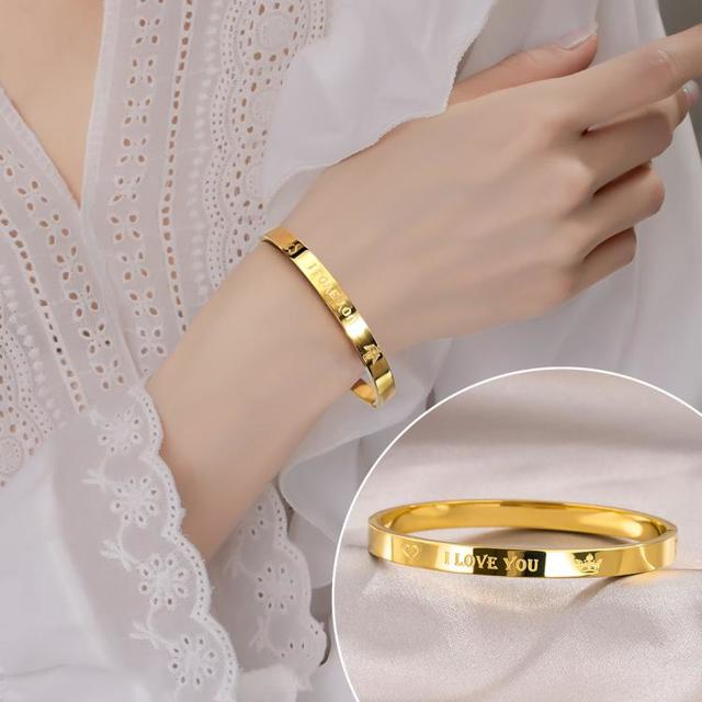 D’ORLAN 朵岚 钛钢loveyou手镯简约冷淡时尚大气高级小众送女友礼物