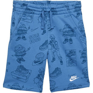 耐克（NIKE）男童 NSW 俱乐部鞋底短裤（小童/大童）夏季跑步运动短裤五分裤 Large Stone Blue/White