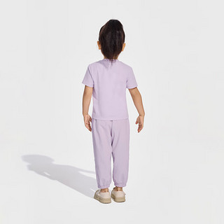 Gap女幼童2024春季纯棉小熊logo拼接织带短袖T恤上衣892057 紫色 100cm(2-3岁)偏小，选大一码