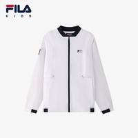 FILA斐乐儿童童装2024春季新款中大童男童梭织外套 玉石白-WT 150