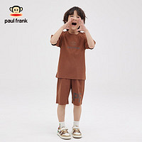 大嘴猴（PAUL FRANK）童装男女童运动短袖套装2024年夏季半袖中大儿童套装 咖啡色 130