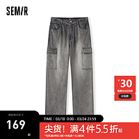 森马（Semir）牛仔裤男2024夏季时尚潮流复古水洗长裤工装风宽松直筒裤 牛仔灰28101 34