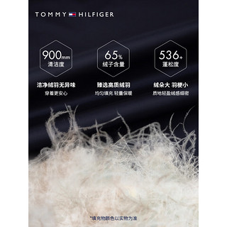 TOMMY HILFIGER 女装时尚活力撞色织带鸭绒保暖立领合身短面包羽绒服40093 米黄色ACI S