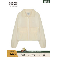 Teenie Weenie【丝倍酷】小熊2024年春装花苞领透感夹克外套女 象牙白 165/M