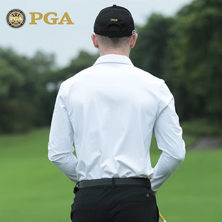 PGA高尔夫服装男长袖T恤 秋冬运动翻领球衣男装衣服 polo衫 PGA 101305-白色 XL