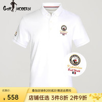 GOLF MODERN高尔夫服装男装t恤短袖T恤丝光棉休闲刺绣上衣夏季翻领polo衫男 白色20221 XL