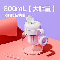 LOCK&LOCK 玻璃杯泡茶吸管杯带把手大肚杯女生水杯花茶办公室