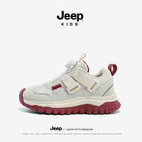 Jeep 吉普 儿童软底跑鞋防滑运动鞋  米酒红