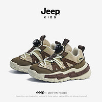 Jeep 吉普 儿童软底跑鞋防滑运动鞋  米卡其