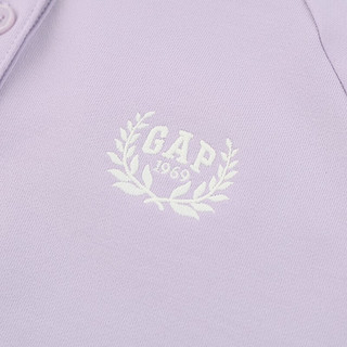 Gap女童2024春季logo学院风水手领毛圈长袖卫衣上衣890212 淡紫色 150cm (L)亚洲尺码