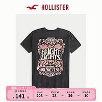 HOLLISTER24春夏修身复古印花美式风休闲短袖T恤 女 355976-1 黑色 S (165/88A)