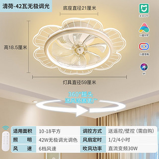 雷士照明 雷士（NVC）风扇灯客厅吊扇隐形餐厅现代欧式简约 力荐42瓦高显智能