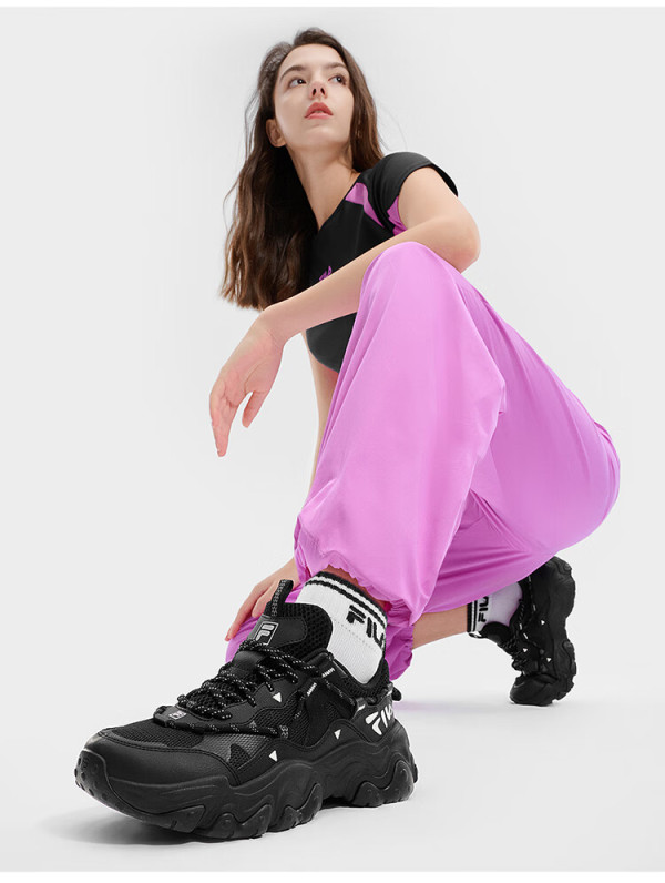 斐乐(fila)女鞋老爹鞋复古运动鞋2024夏季猫爪鞋5代休闲鞋 黑-bk 37.