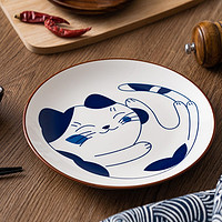 KANDA 神田 日式餐盘家用陶瓷餐具日本骨碟盘子8寸 进口餐具套装一人食餐具  招财猫 1头
