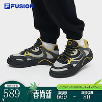 FILA 斐乐 FUSION斐乐潮牌男鞋50-50场下滑板鞋2024春季休闲运动鞋 柔柳绸灰/黑-PB 40.5