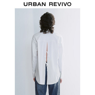 UR2024夏季女装时髦设计感后背系带长袖开襟衬衫UWG240037 本白 XL