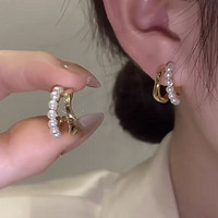 Trendolla 925银针小众设计感珍珠耳环韩国网红轻奢高级耳钉耳饰 珍珠耳扣