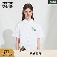 TEENIE WEENIE 小熊夏季短袖女学院风宽松休闲衬衫女 白色 160/S