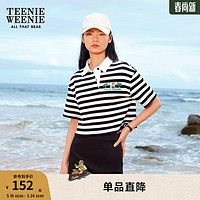 TEENIE WEENIE 小熊卡通条纹POLO衫T恤女夏季女t恤 黑色 160/S