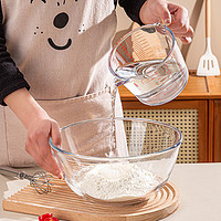 蚌小布 家用透明玻璃和面盆耐高温玻璃碗烘焙蛋糕打蛋沙拉泡面碗大号汤碗