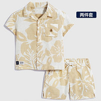 Gap 盖璞 婴儿夏季亚麻花卉短袖两件套669143儿童装分体套装