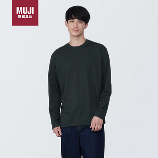 MUJI 無印良品 无印良品（MUJI）男式 天竺编织 圆领长袖T恤 男士 打底衫 AB1L3A4S 黑色 L