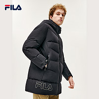 FILA 斐乐 官方男款连帽中长羽绒服新款舒适有型贴身保暖外套