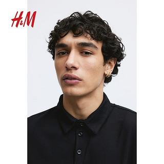 H&M 男装Polo衫2024春季商务简约休闲修身内搭短袖上衣0956343