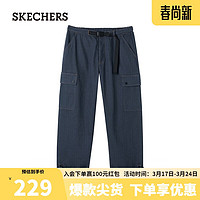 SKECHERS 斯凯奇 秦霄贤同款 男子梭织长裤 L423M163 深蓝黑/0029 L