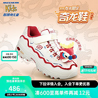 SKECHERS 斯凯奇 新年款儿童奇龙鞋女童大童运动鞋魔术贴老爹鞋319513L 米白色  /白色/红色/OFWR 28.5码