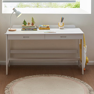 家居奶油风青少年学习桌子靠墙现代简约纯实木书桌家具DW7013 橡胶木|1.4米单书桌A