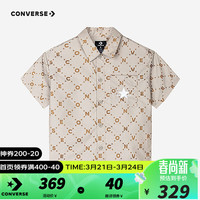 Converse匡威儿童装男童短袖上衣2024夏季女童印花衬衫CNVN-WT-F957 燕麦色 150/72