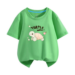真维斯男女童同款T恤T2024夏季可爱小乌龟印花儿童上衣宽松短袖DZ 浅绿2712 150cm