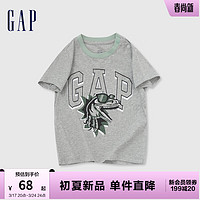 Gap 盖璞 男幼童2024夏季新款纯棉logo印花圆领短袖T恤 选大一码