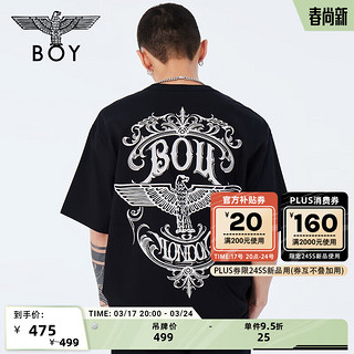 BOY LONDONBOYLONDON春夏24款T恤王朝主题老鹰印花垂感短袖N01030 黑色 L