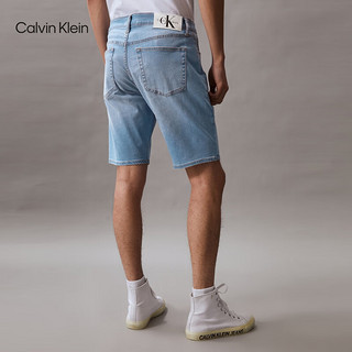 Calvin Klein Jeans24春夏男士经典标牌水洗微弹休闲牛仔短裤J325421 1AA-牛仔浅蓝 32