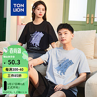 唐狮 TONLION2024夏季印花圆领短袖T恤 男款/宁静蓝 S