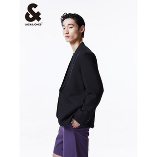 杰克·琼斯（JACK&JONES）夏略宽松平驳领领型纽扣门襟后中开衩休闲西服男装224208002 黑色E41 常规 黑色E41 170/92A/S