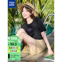 唐狮 TONLION2024年女圆领印花短袖T恤TB 黑色 L