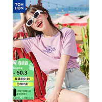 唐狮 TONLION2024年女圆领印花短袖T恤TB 浅紫 S