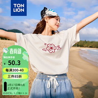唐狮 TONLION2024年女圆领印花短袖T恤TB 米白 L