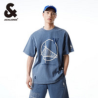 杰克·琼斯（JACK&JONES）夏季NBA联名勇士队潮流logo刺绣运动宽松短袖T恤男224201022 E39 皇冠蓝 常规 E39 皇冠蓝 165/88A/XS