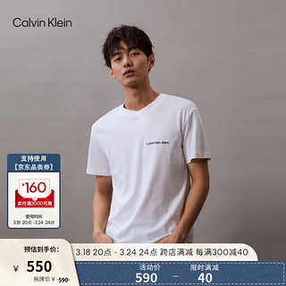 Calvin Klein Jeans24春夏男士休闲通勤撞色字母纯棉净色短袖T恤J324671 YAF-月光白 L