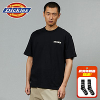 dickies24春夏 男女同款背后印花宽松圆领短袖T恤DK012926 黑色 L