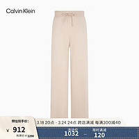 Calvin Klein Jeans24春夏女简约字母抽绳腰运动针织阔腿休闲裤J223487 ACI-浅卡其 M