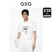 GXG男装 210g重磅图案印花简约宽松休闲短袖T恤男士 24年夏季新品
