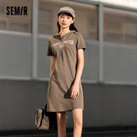 森马(Semir)连衣裙女字母印花复古潮流休闲2024夏修身连帽短裙运动风 咖色调00355-短款 175/96A/XXL
