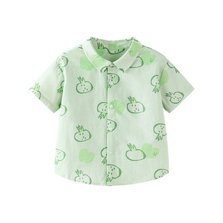 minibala迷你巴拉巴拉男童短袖衬衫夏季宝宝亲肤柔软透气户外儿童上衣 绿色调00344 100cm